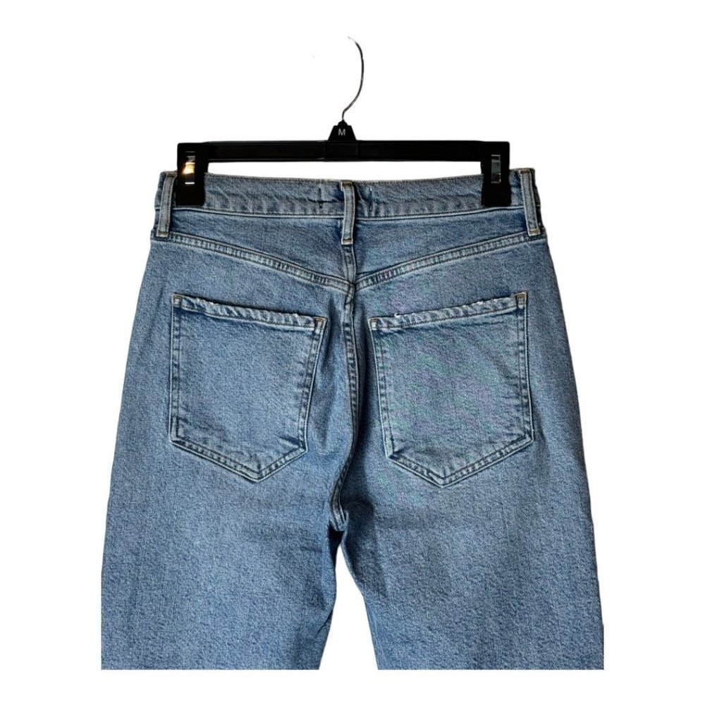 Agolde Jeans Women 26 Blue Riley Distressed Straight Cropped Button Fly - Picture 5 of 11